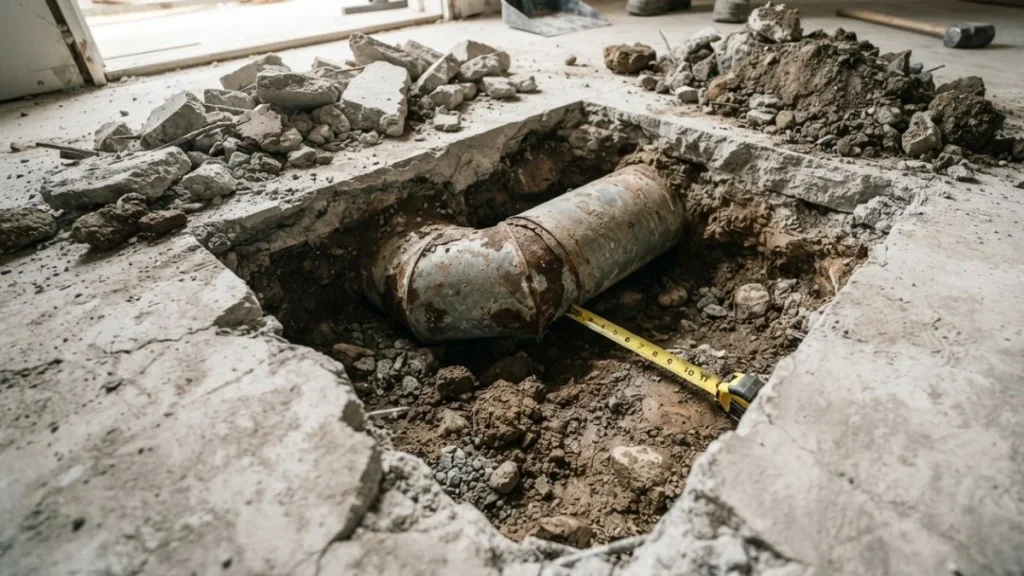 excavated slab ductwork clearance access