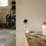 fix garage wall hole drywall patch