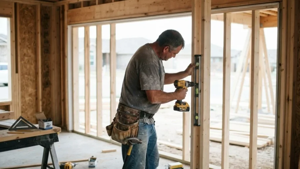 framing new wall studs garage opening
