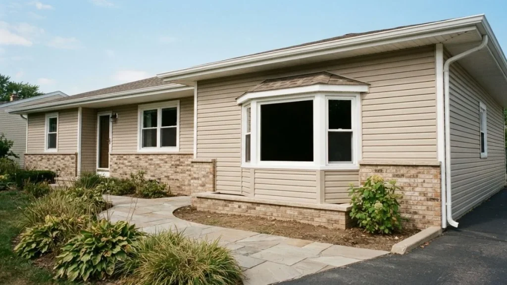 garage conversion bay window exterior
