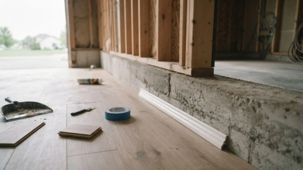 garage conversion flooring transition ledge
