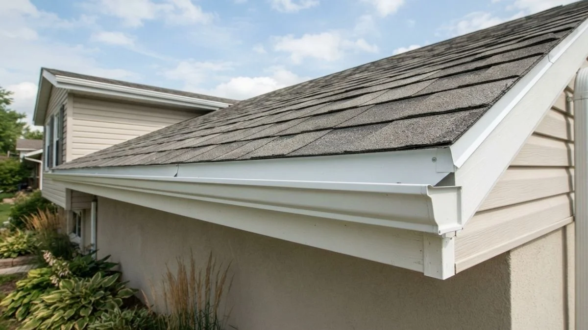 how far gutters extend past roof