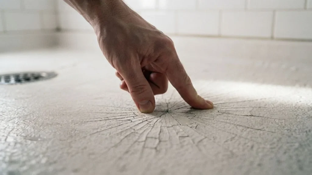 inspecting shower pan flex crawlspace