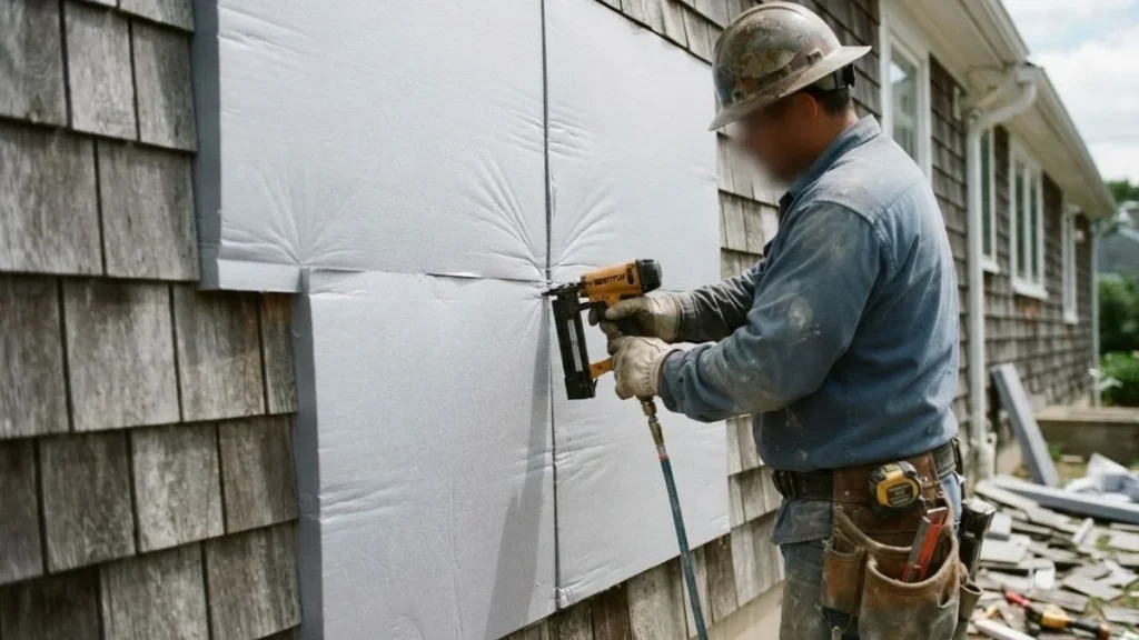 installing fan fold insulation over cedar