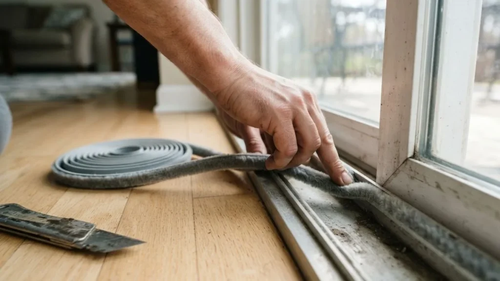 installing pile weatherstrip sliding door