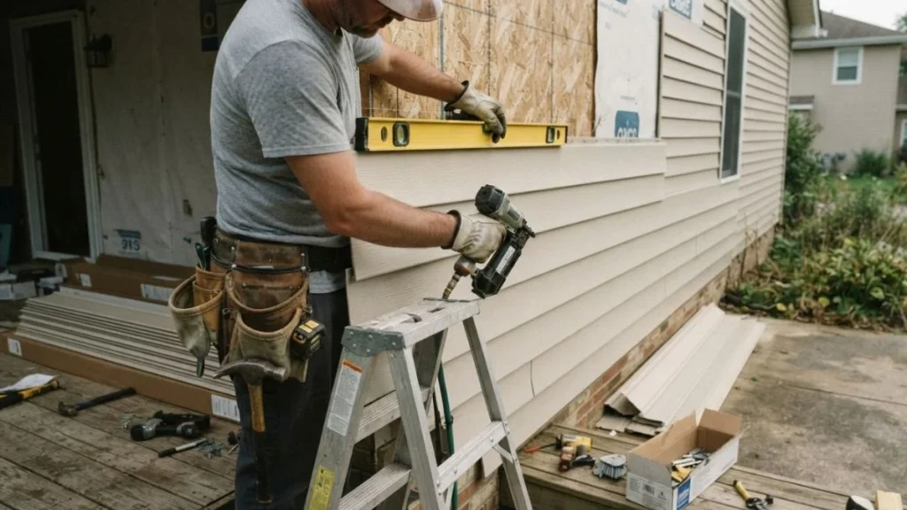 installing vinyl clapboard siding panels
