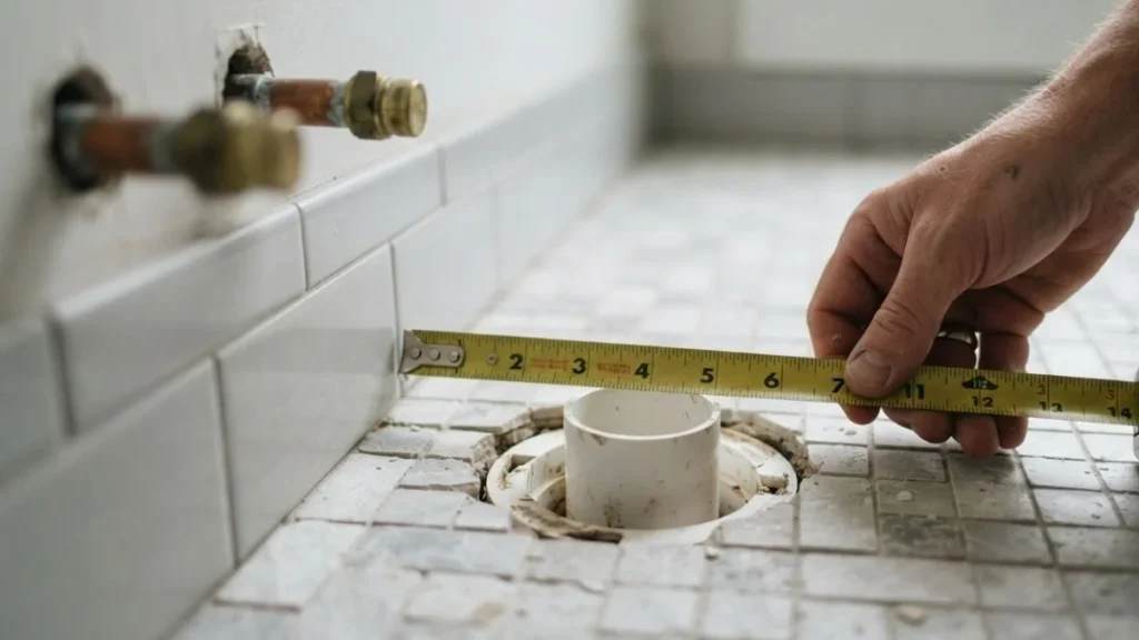 measuring floor rough in plumbing tape measure