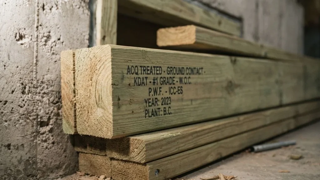 pressure treated lumber stamp concrete contact