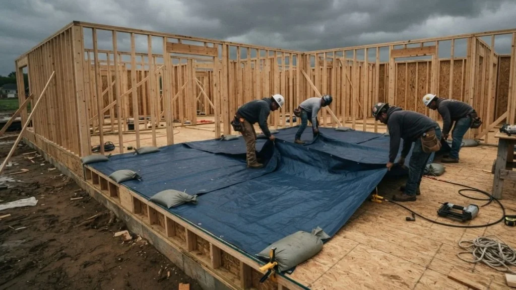 protecting subfloor from rain
