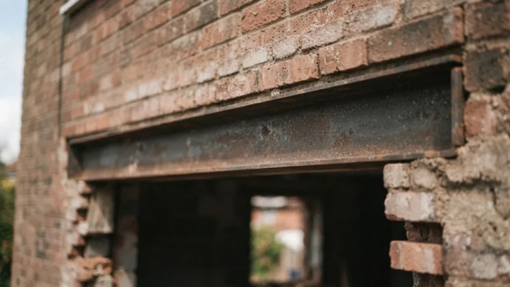 steel lintel header brick window opening