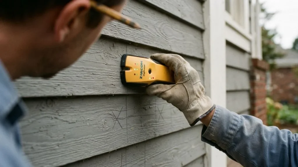 stud finder exterior wall marking