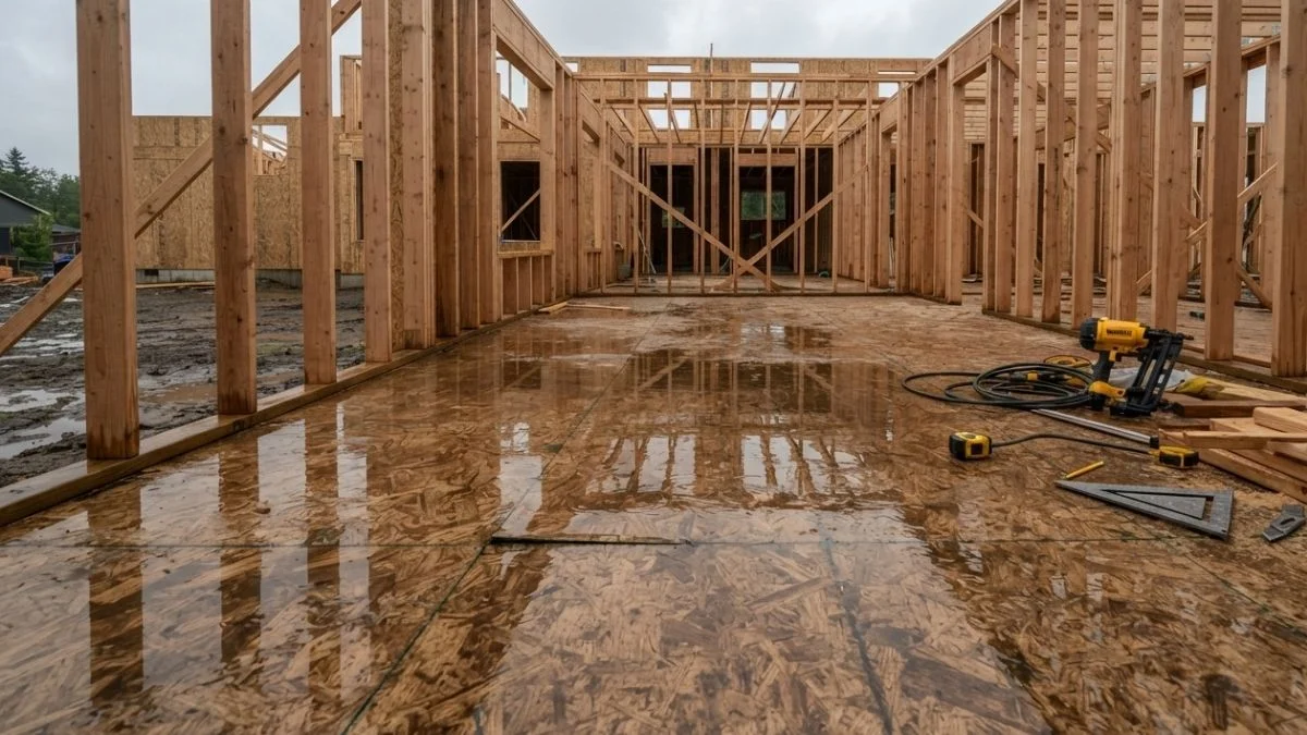 wet subfloor during construction